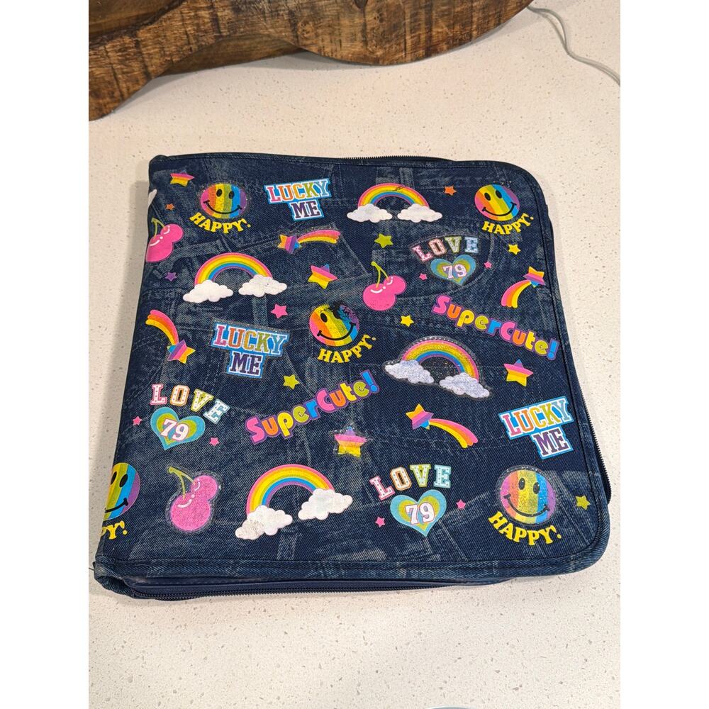 Vintage Lisa Frank 3 ring binder zips closed